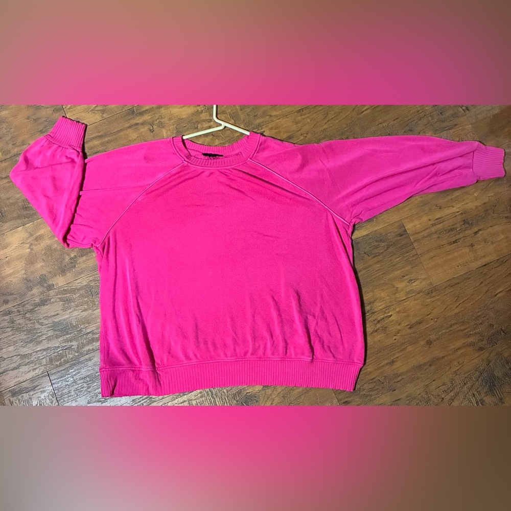 Bright Pink knit sweater long sleeve crew neck stretchy plus size Wmns 2x